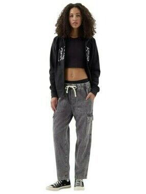 Gap Easy Jean Cargo Drawstring Women’s Small Gray Elastic Waist